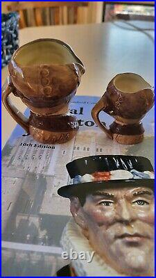 Two Rare Royal Doulton Brown Pearly Boy Character Jugs Small And Miniature 1947