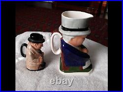 Two W. Churchill Toby Jugs- one large Copeland Spode, one small Royal Doulton