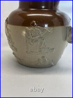 VTG Antique Royal Doulton Lambeth Stoneware Harvest Pitcher Greyhound Handle