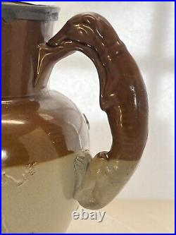 VTG Antique Royal Doulton Lambeth Stoneware Harvest Pitcher Greyhound Handle