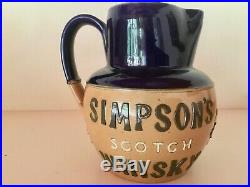 Very Rare Royal Doulton Stoneware Simpson's Whisky Advertising Water Jug c1910