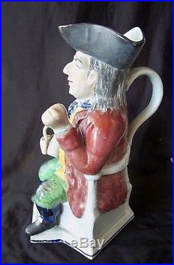 Vintage English Earthenware Polychrome Large Toby Jug The Squire / Wonderful
