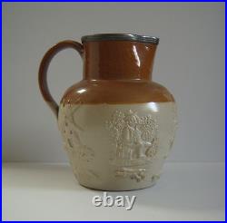 Vintage LARGE Royal Doulton Salt Glazed Stoneware Jug with Hunt Scenes +Dragon Sl