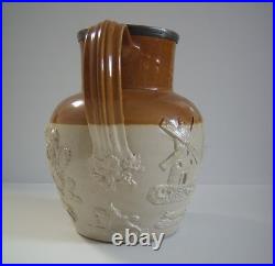 Vintage LARGE Royal Doulton Salt Glazed Stoneware Jug with Hunt Scenes +Dragon Sl