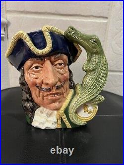 Vintage Large Royal Doulton Character Jug D6597 Captain Hook Crocodile Peter Pan