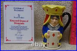 Vintage ROYAL DOULTON KING & QUEEN of DIAMONDS Toby Jug w COA -EXC