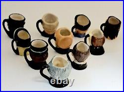 Vintage Royal Doulton Charles Dickens' Tiny (Thimble size) Jugs Mugs a set of 10