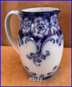 Vintage Royal Doulton Flow Blue Pitcher Kent Floral flowers porcelain antique