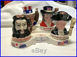 Vintage Royal Doulton International Collection Character Whiskey Jugs With Stand