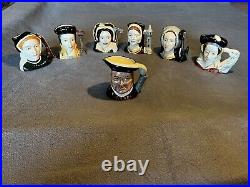 Vintage Royal Doulton King Henry VIII & 6 Wives Toby Mug, Jug Set, Complete