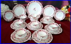 Vintage Royal Doulton Pattern 7114 Raby Rose tea set 8 services milk jug sugar b