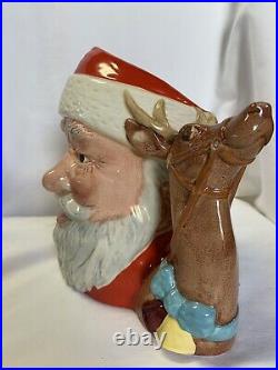 Vintage Royal Doulton Santa Claus Jug with Reindeer Handle D6675 1982