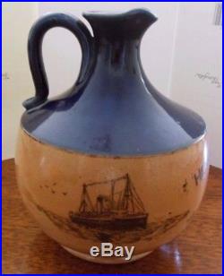 Vintage Royal Doulton Stoneware Crockery Jug O. V. L. Scotch Whiskey Steamship