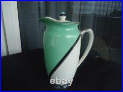 Vintage art deco royal doulton de luxe hot water jug chocolate pot green v1284