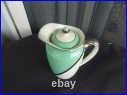 Vintage art deco royal doulton de luxe hot water jug chocolate pot green v1284