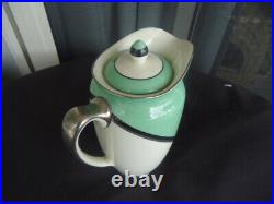 Vintage art deco royal doulton de luxe hot water jug chocolate pot green v1284