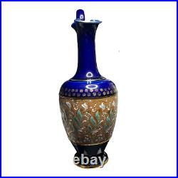 Vntg Royal Doulton Cobalt Blue Jug Art Nouveau Stoneware Ewer Pitcher UK 1911
