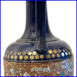 Vntg Royal Doulton Cobalt Blue Jug Art Nouveau Stoneware Ewer Pitcher UK 1911