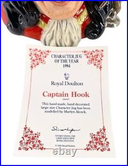 Vtg 1994 Royal Doulton CAPTAIN HOOK Large Character Jug Toby Mug D6947 Croc